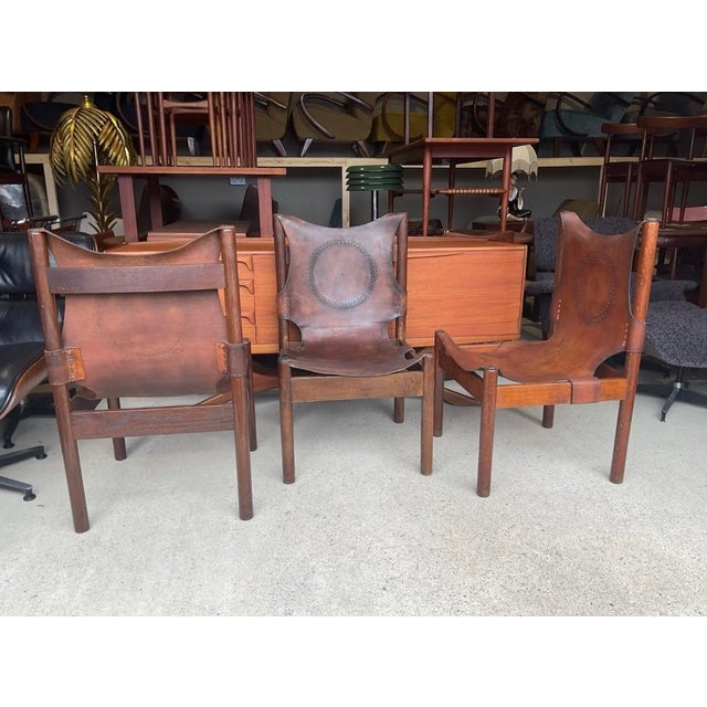Safari Style Leather Dining Chairs, Set of 4 For Sale - Image 12 of 18
