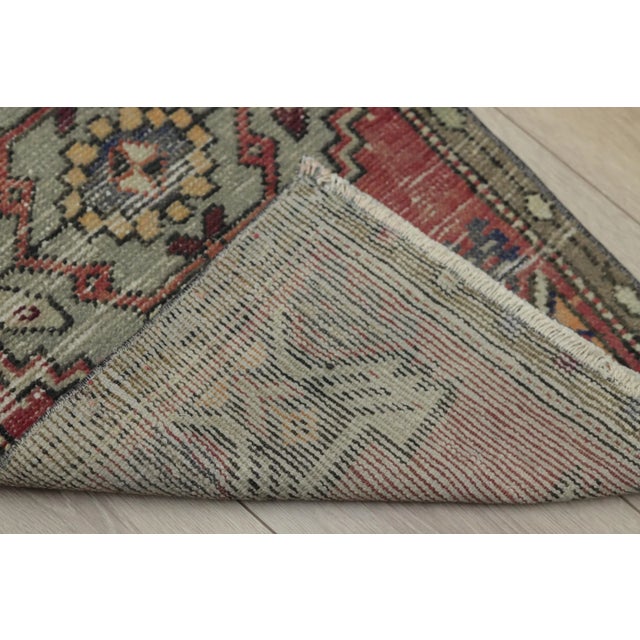 1970s Turkish Boho Style Geometric Red Doormat Rug For Sale - Image 12 of 13