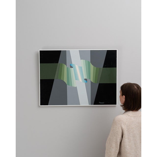 Black 20th Century Belgian Artwork With Metal Frame By Rene Berdal For Sale - Image 8 of 18