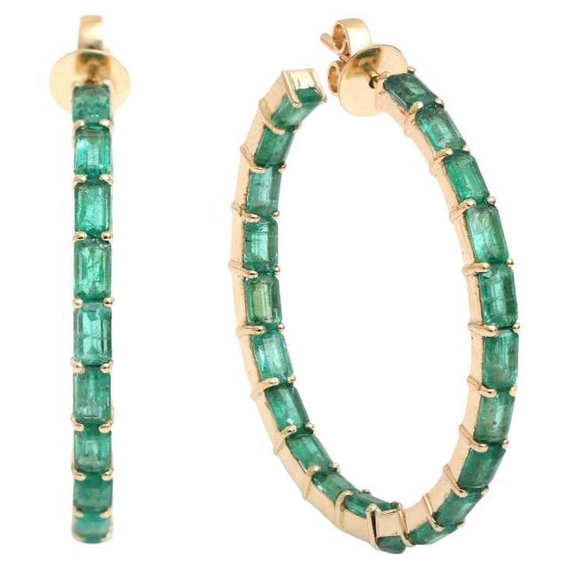 5.20 cts Natural Zambian emerald earrings in 14k gold For Sale - Image 15 of 18