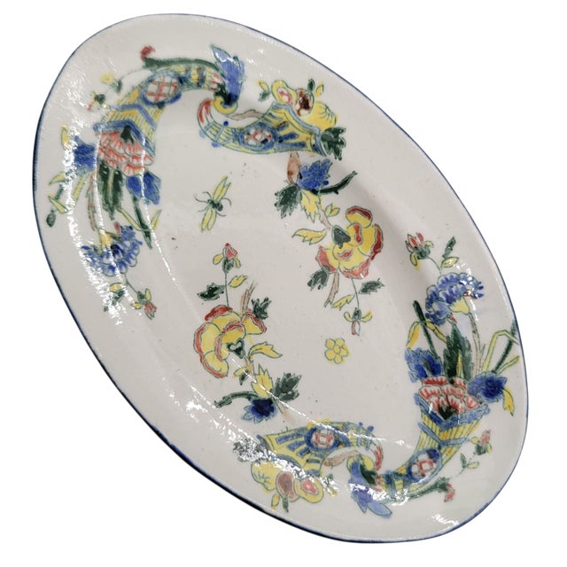 White 19th Century Faience De Gien French Hand Painted Earthenware Sauce Boat With Attached Underplate and Additional Oval Plate For Sale - Image 8 of 12