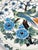 Vintage Imari ware plate featuring a long-tailed bird (resembling a paradise flycatcher) perched among blooming blue...