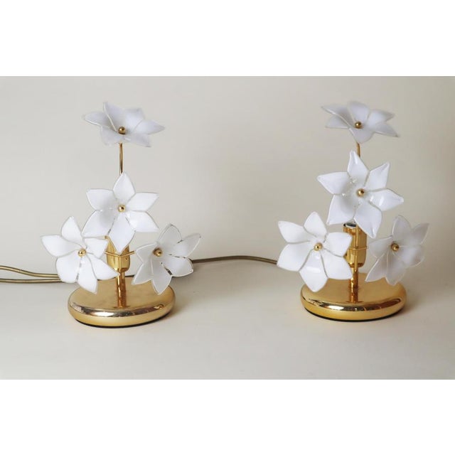 Hollywood Regency Hollywood Regency Italian Murano Glass and Gold Plate Table Lamps, 1980s, Set of 2 For Sale - Image 3 of 12
