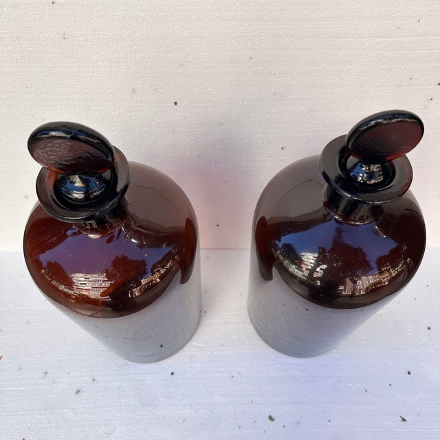 Apothecary Jars in Amber Glass, Spain, 1940s, Set of 2 For Sale - Image 11 of 18