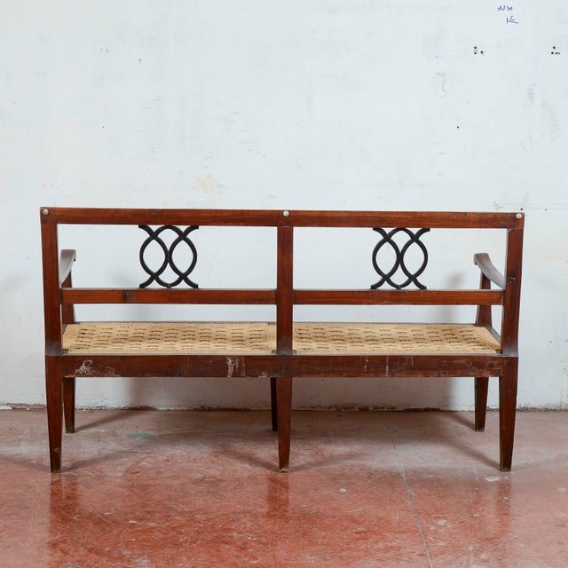 18th Century Style Bench with Raffia and Straw Seat For Sale - Image 10 of 15