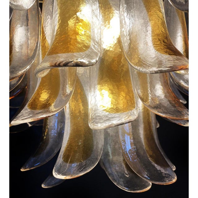 Glass Vintage Italian Murano Chandelier with 41 Glass Amber Petals, 1990s For Sale - Image 7 of 17