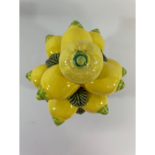 Ceramic Vintage Majolica Lemon Topiary on Pedestal Bowl From Portugal For Sale - Image 7 of 16
