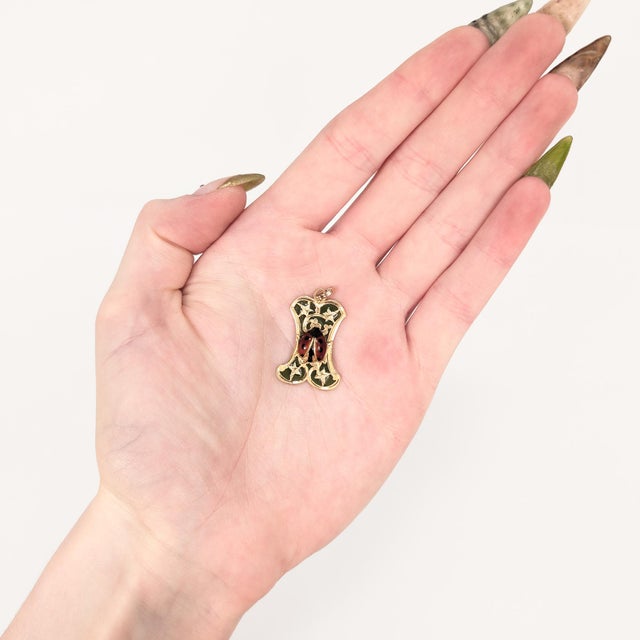 Mid-Century Modern Vintage 14k Gold & Plique-a-Jour Enamel Ladybug Pendant or Charm for a Necklace For Sale - Image 3 of 13