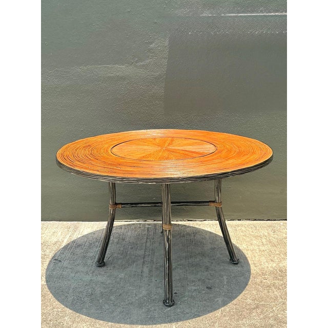Mid-Century Modern Vintage Pencil Reed and Metal Dining Table For Sale - Image 3 of 15