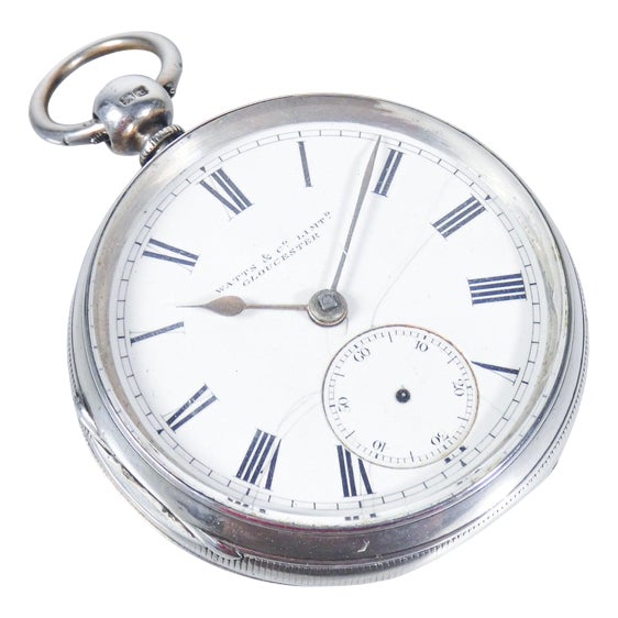 English Silver Pocket Watch, 1890s For Sale