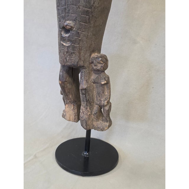 Vintage African Dogon Carved Figural Doorway Latch on a Custom Metal Stand For Sale In Denver - Image 6 of 12