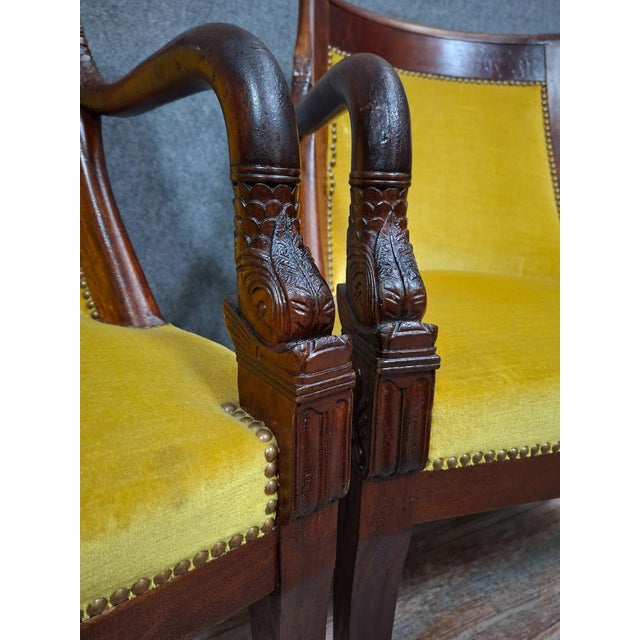 Traditional Empire Style Mahogany Armchairs with Dolphin Motifs, 1800s, Set of 2 For Sale - Image 3 of 6