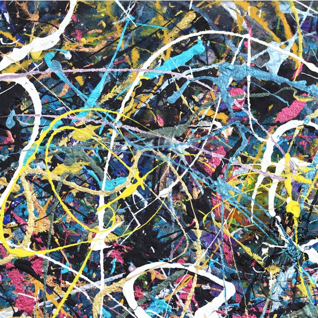 2020s White Noise - Colorful Energetic Abstract Expressive Textural Drip Painting Original Artwork by Marc Raphael For Sale - Image 5 of 8