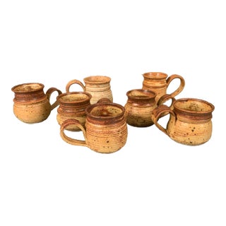 Vintage Chris Davis Set of 7 Functional Pottery Espresso/Cappuccino/Latte Mugs For Sale
