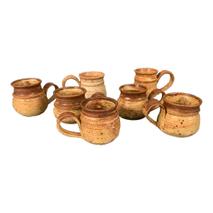 Vintage Chris Davis Set of 7 Functional Pottery Espresso/Cappuccino/Latte Mugs