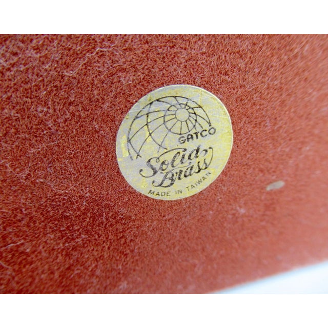 Vintage C.1970's Solid Brass Bear & Bull Wallstreet Bookends Mounted on Green Veined Marble Bases For Sale - Image 11 of 13