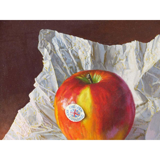 Realism Super-Realism Still-Life Apple Painting by James Eddie, 1995 For Sale - Image 3 of 6