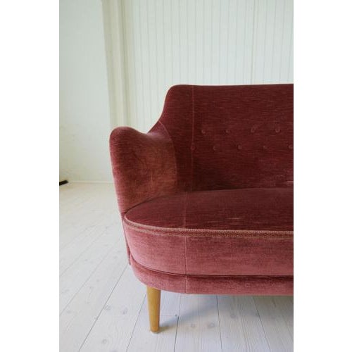 Midcentury Modern Velvet Samsas Sofa by Carl Malmsten for O.H. Sjögren, 1960s For Sale - Image 6 of 17