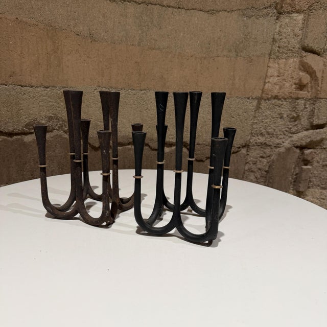 Metal Rare Jens Quistgaard for Dansk Spider Candelabra Cast Iron Denmark For Sale - Image 7 of 16