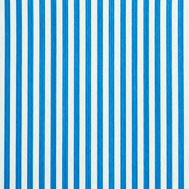 Schumacher Sample - Schumacher Edwin Stripe Narrow Wallpaper in Cobalt For Sale - Image 4 of 4