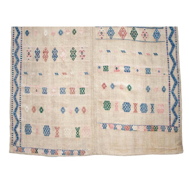 1950s Vintage Turkish Kilim Handwoven Embroidered Area Rug For Sale - Image 10 of 12