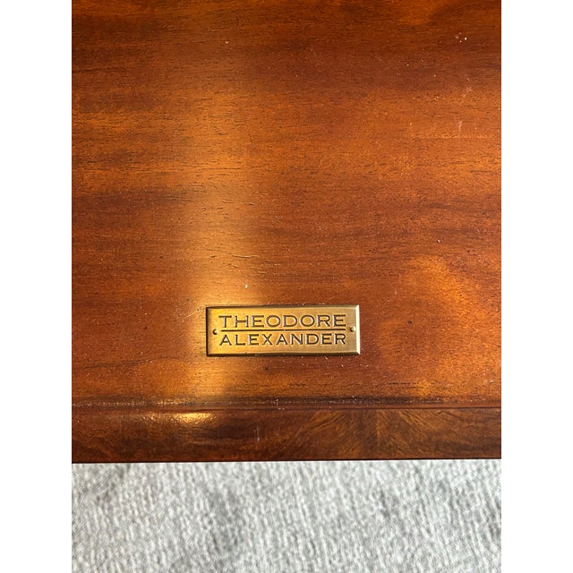 Late 20th Century Theodore Alexander “Man of Letters” Flame Mahogany Leather Partners Desk For Sale - Image 12 of 12
