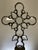 This one-of-a-kind assemblage sculpture combines a substantial clear cut-glass bottle with a handcrafted cross formed from...
