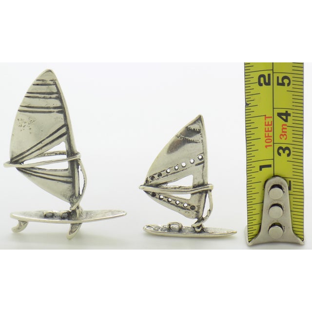 Vintage Italian Handmade Genuine Silver Windsurf Dollhouse Miniatures Figurines For Sale - Image 9 of 9