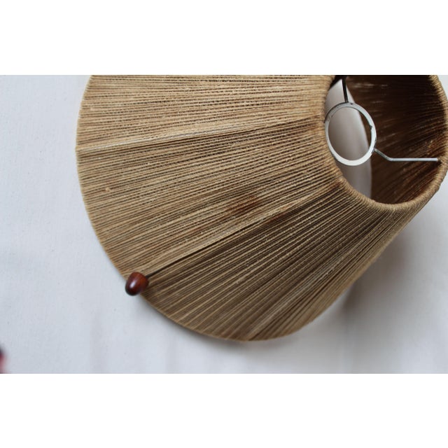 Vintage Scandinavian Pendant Light in Raffia and Teak from Temde, 1960 For Sale - Image 4 of 5