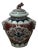Orient Crackle Blue Red White Floral Graphic Ceramic Jar For Sale