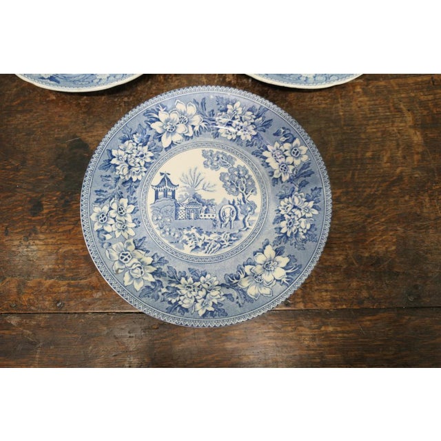 English Blue and White Plates, 19th Century, Set of 3 For Sale - Image 5 of 7