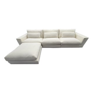 Rh Lugano Modular 4-Piece Sectional | Italy | Down | Performance Linen Weave – Natural For Sale