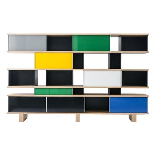 Nuage Shelving Unit in Wood and Aluminium by Charlotte Perriand for Cassina For Sale