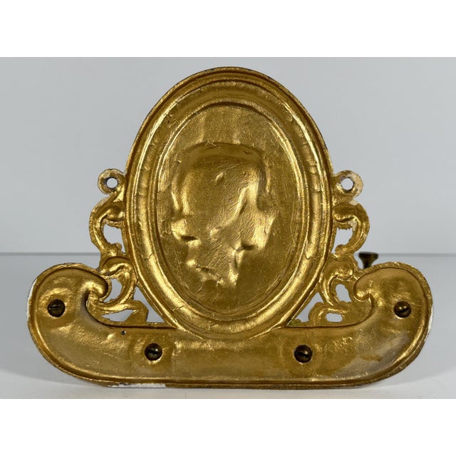 White Early 20th Century Art Nouveau Cast Iron Tie Rack: Judd Woman Profile Key Holder For Sale - Image 8 of 10