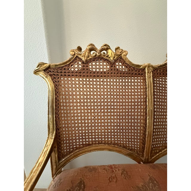 Early 18th Century Italian Louis XIV Giltwood Caned Settee For Sale - Image 4 of 8