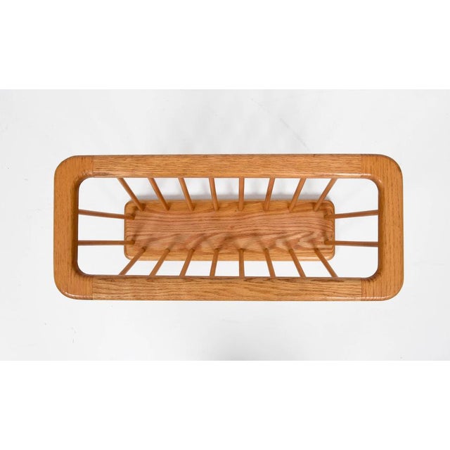 Mid-Century Danish Modern Solid Oak Rectangular Magazine Rack, 1970s For Sale - Image 11 of 18