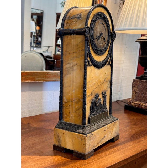 19th Century French Mantel Clock With Zodiac Dial and Reading Figure For Sale - Image 6 of 11