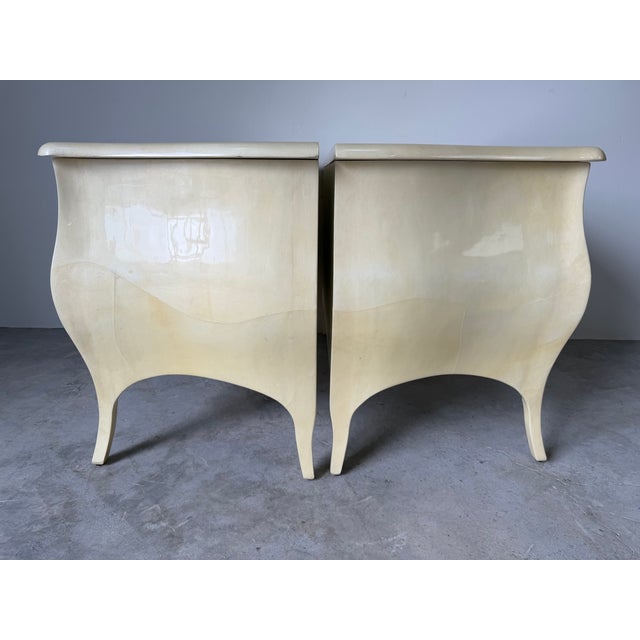 Wood Vintage Jimeco Ltda Colombian Goat Skin Lacquer Nightstands – A Pair For Sale - Image 7 of 16