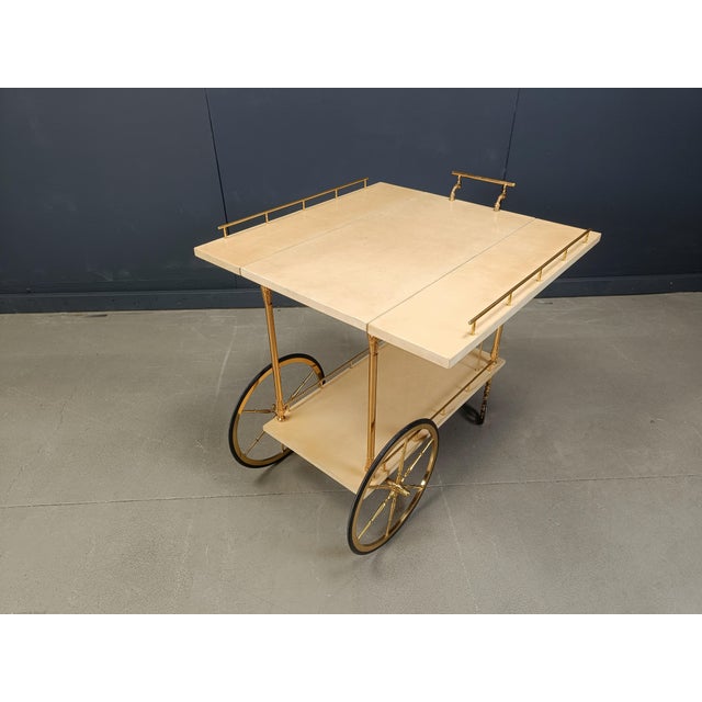 Italian Lacquered Serving Bar Cart by Aldo Tura, 1960s For Sale - Image 9 of 12