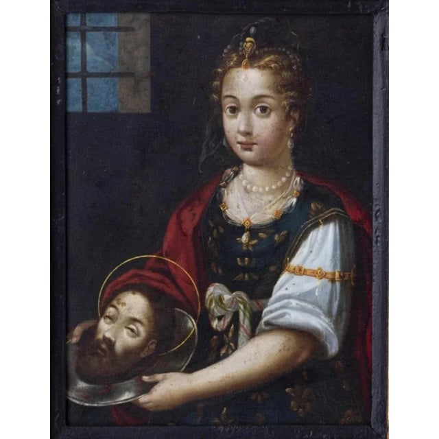 Baroque Italian School Artist, Salome with the Head of Saint John the Baptist, 1600s, Painting, Framed For Sale - Image 3 of 6