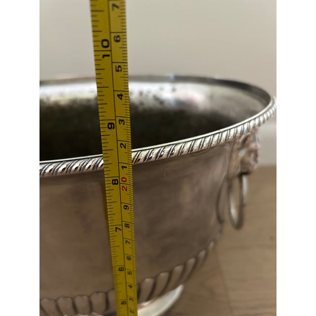 Silver Large 1920s Silverplate Footed Oval Urn With Lion Head Details For Sale - Image 8 of 12