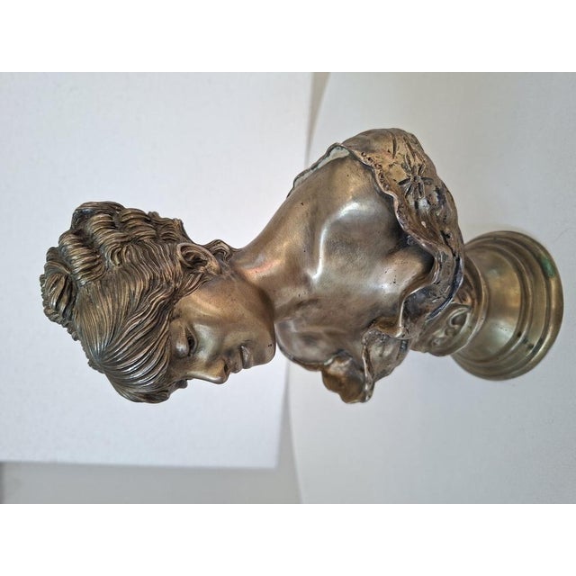1950s Bust of a Young Girl, 1950, Brass For Sale - Image 5 of 10