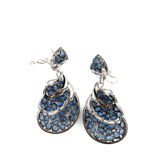 Early 21st Century 38.03 Ct Natural Sapphire & Diamond Dangle Earrings - 2 Pieces For Sale - Image 5 of 5
