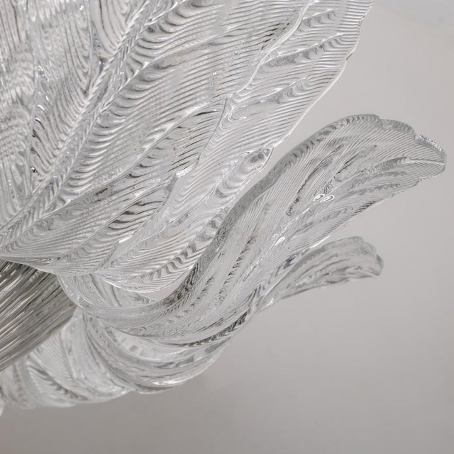 Metal Large Italian Murano Glass Leaf Flush Mount, 2000 For Sale - Image 7 of 13