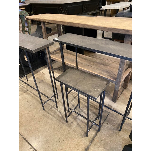 Contemporary Modern Grey Smoke Slate Side Table 16" For Sale - Image 3 of 3