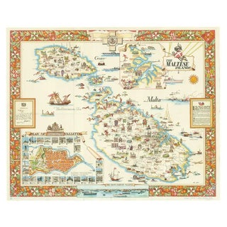 Travel Poster of Malta by Ciqheri, 1950 For Sale