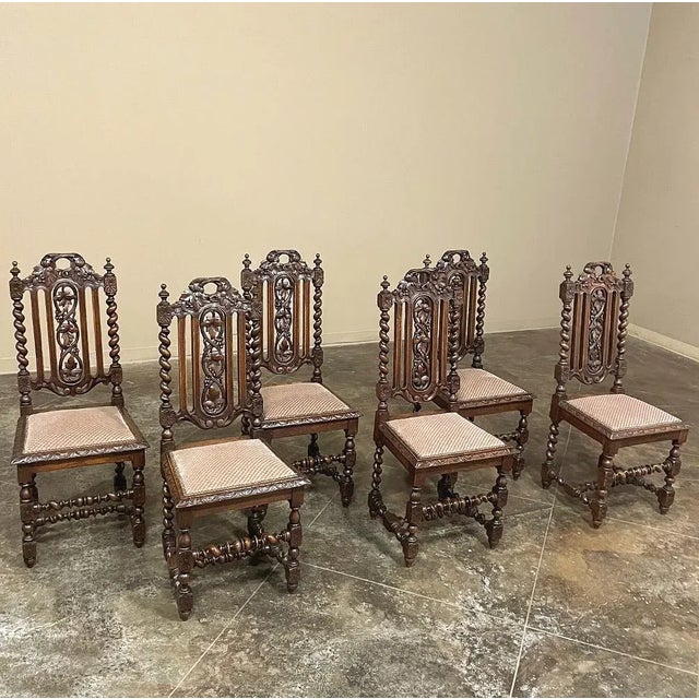 Set of 6 Antique French Renaissance Barley Twist Dining Chairs For Sale - Image 13 of 13