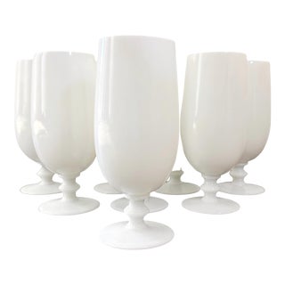 Vintage Portieux Vallerysthal White Juice or Ice Tea Glasses - Set of 8 For Sale