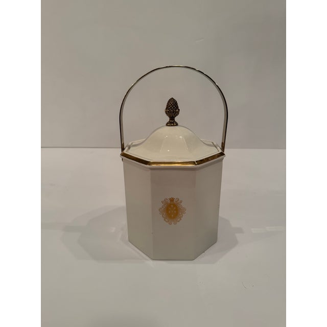 Ceramic Porcelain Ice Bucket With Crest by Ernest John For Sale In Philadelphia - Image 6 of 11