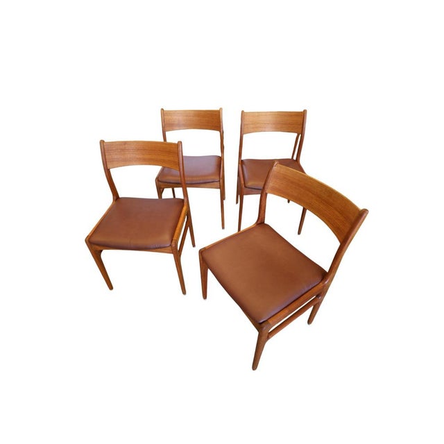 Chair in Teak and Leather by Funder Schmidt & Madsen, 1960s, Set of 4 For Sale - Image 6 of 12